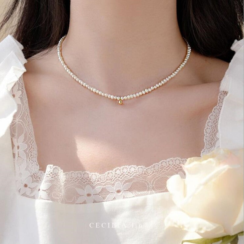 Inlaid Pearl Choker Necklace