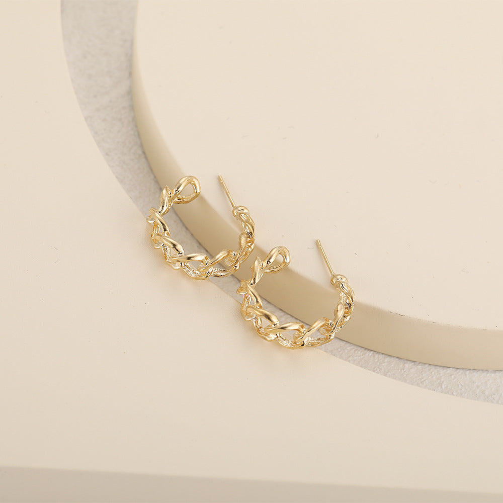 Exaggerated Metal Chain Open Hoop Earrings