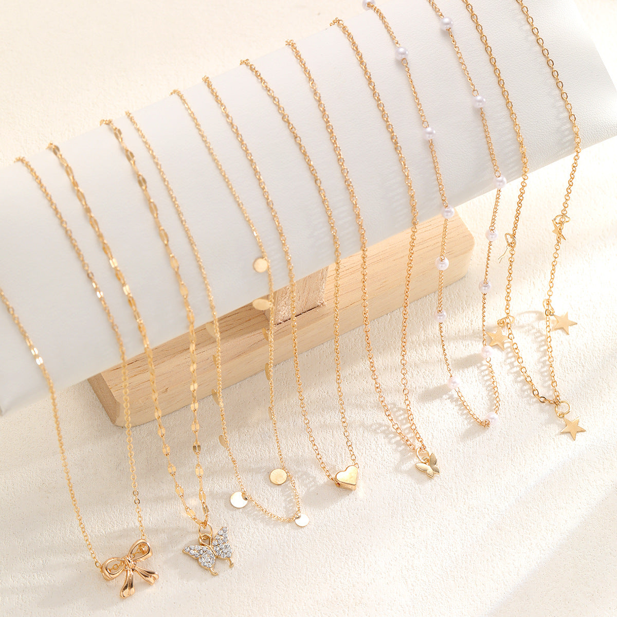 Bow Love Pearl Necklace 7-piece set