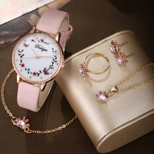 Popular cat claw bracelet round watch set