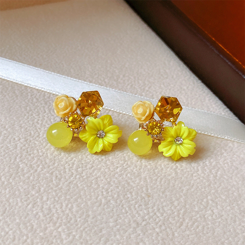Pendientes de flores de cristal morado 