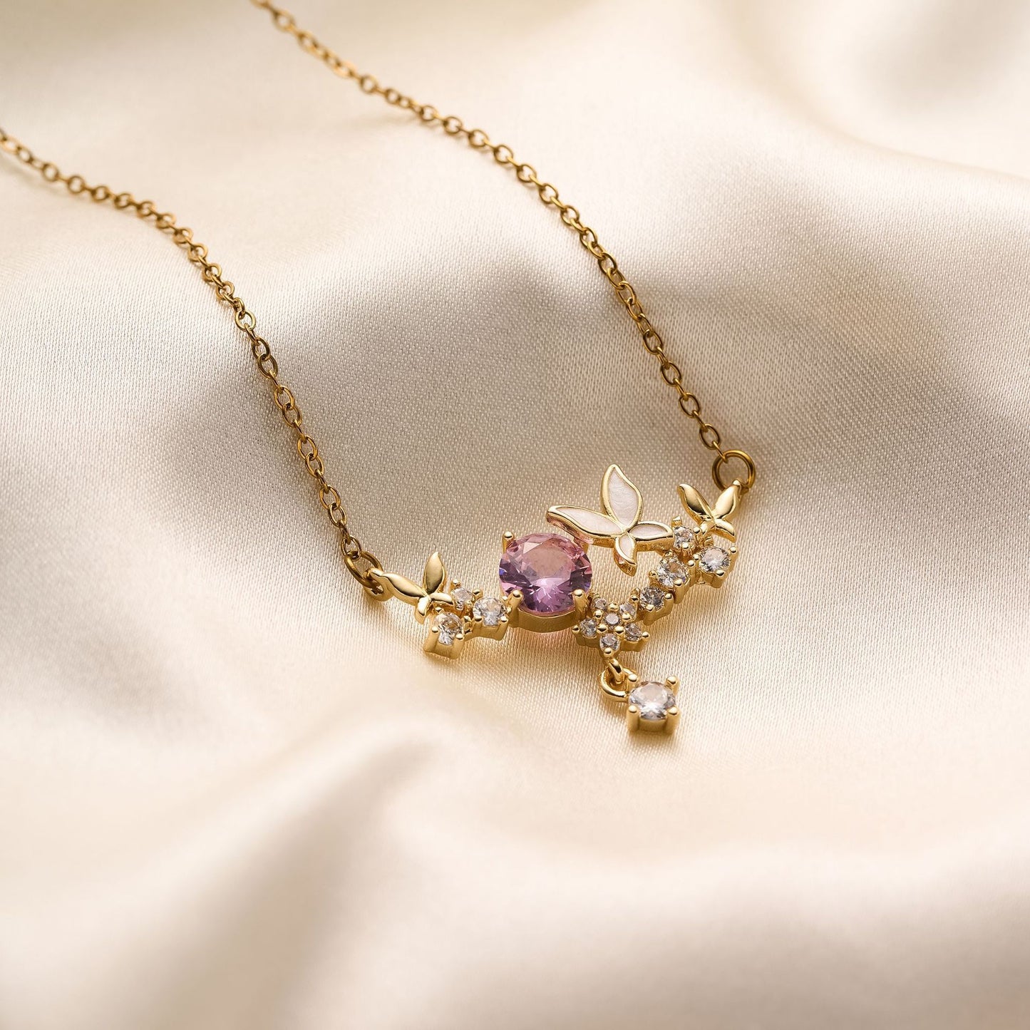 Titanium Steel Butterfly Necklace