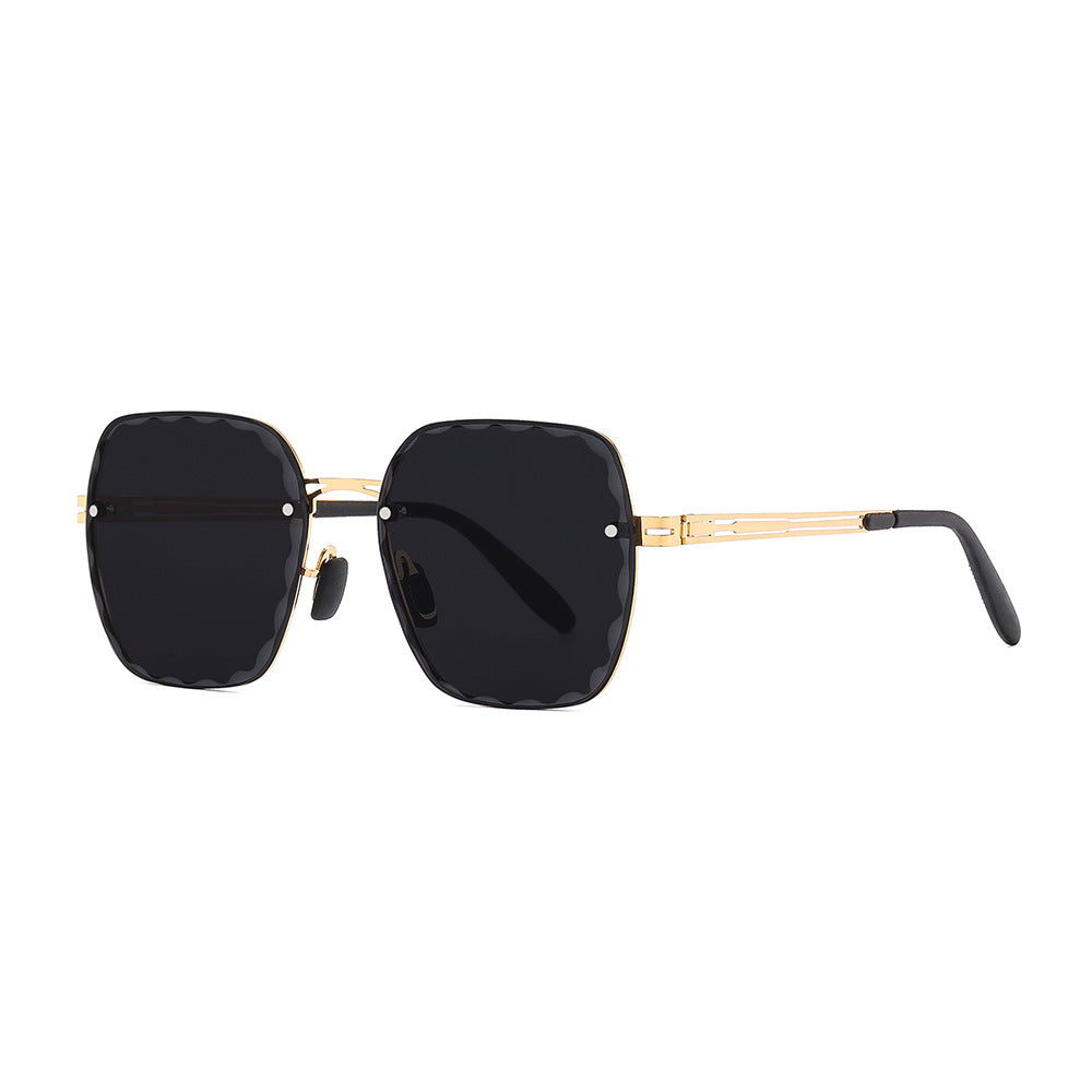 Gafas de sol cuadradas sin marco con degradado para mujer, modernas, de metal, con protección UV 