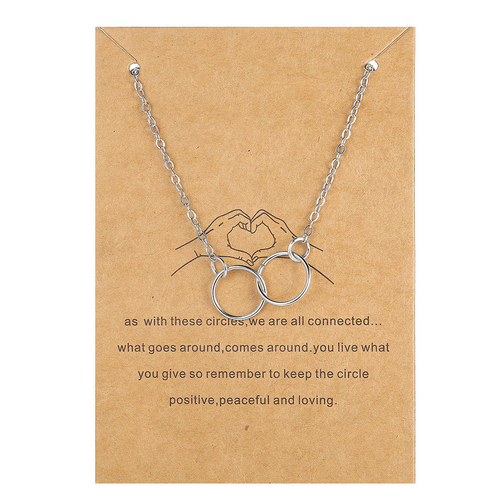 Collar de aleación con forma de mariposa y tarjeta de papel con letras antiguas 