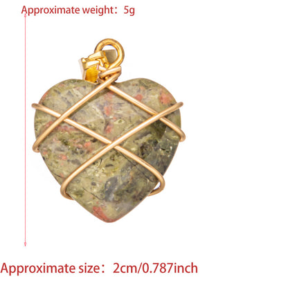 Crystal Agate Gemstone Silk Heart Pendant