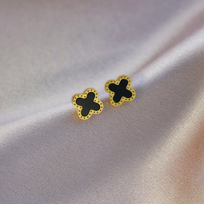 Four-leaf clover titanium steel ear buckle