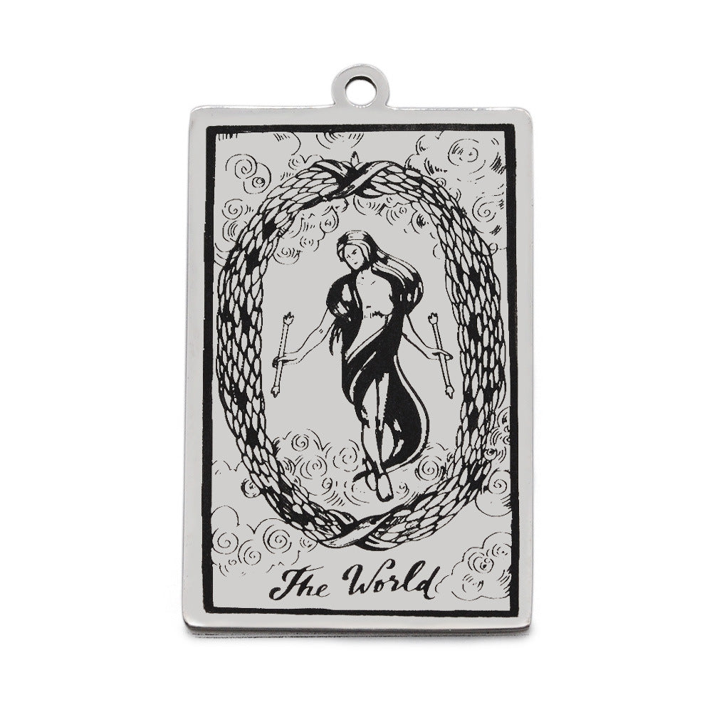 5 pcs/bag Tarot titanium steel pendant retro