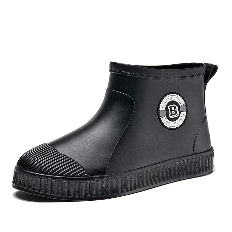 Fleece rain shoes short tube to keep warm
