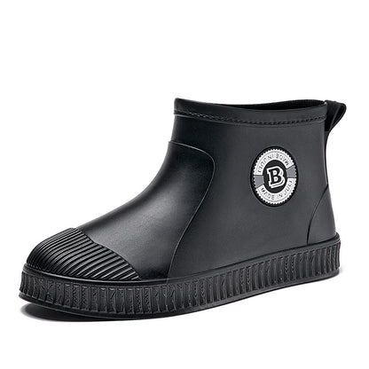 Fleece rain shoes short tube to keep warm