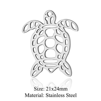 Colgante de acero de titanio con forma de elefante, lobo, tortuga, león y oso, 5 unidades por bolsa 