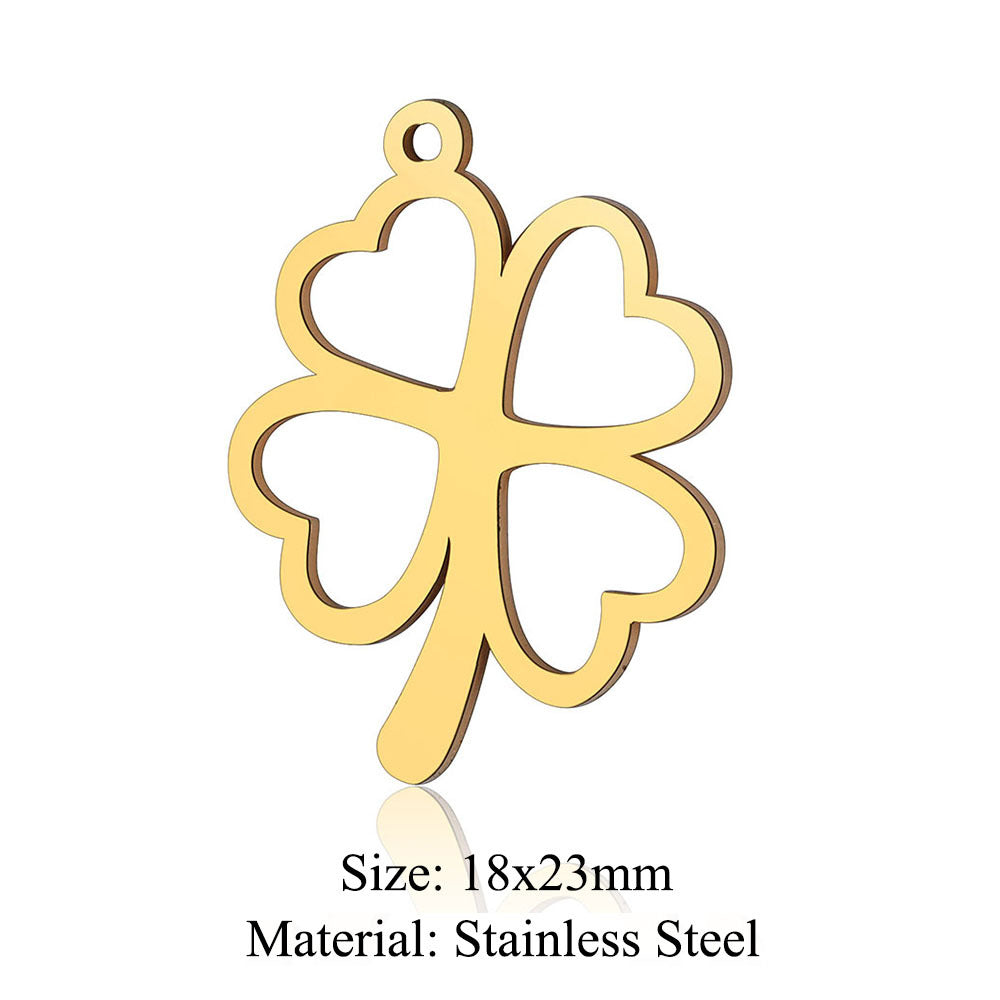5 pcs/bag leaf flower titanium steel pendant four-leaf clover