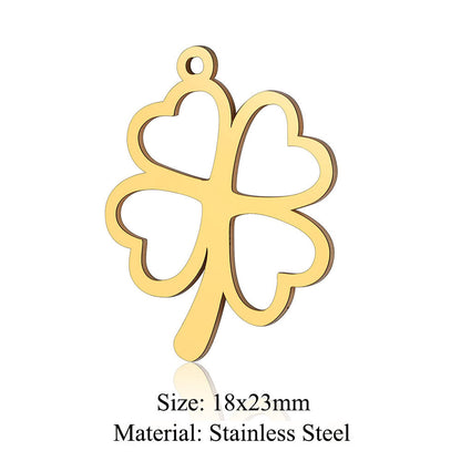 5 pcs/bag leaf flower titanium steel pendant four-leaf clover