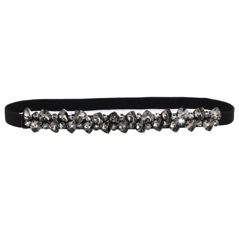 Female fine rhinestone inlaid belt elastic