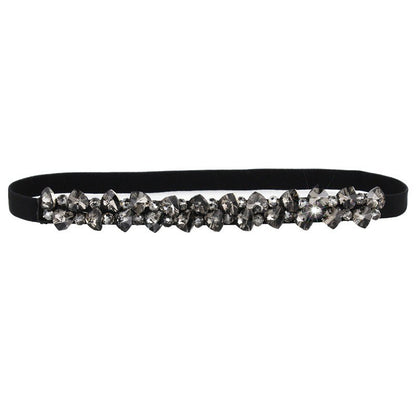 Female fine rhinestone inlaid belt elastic