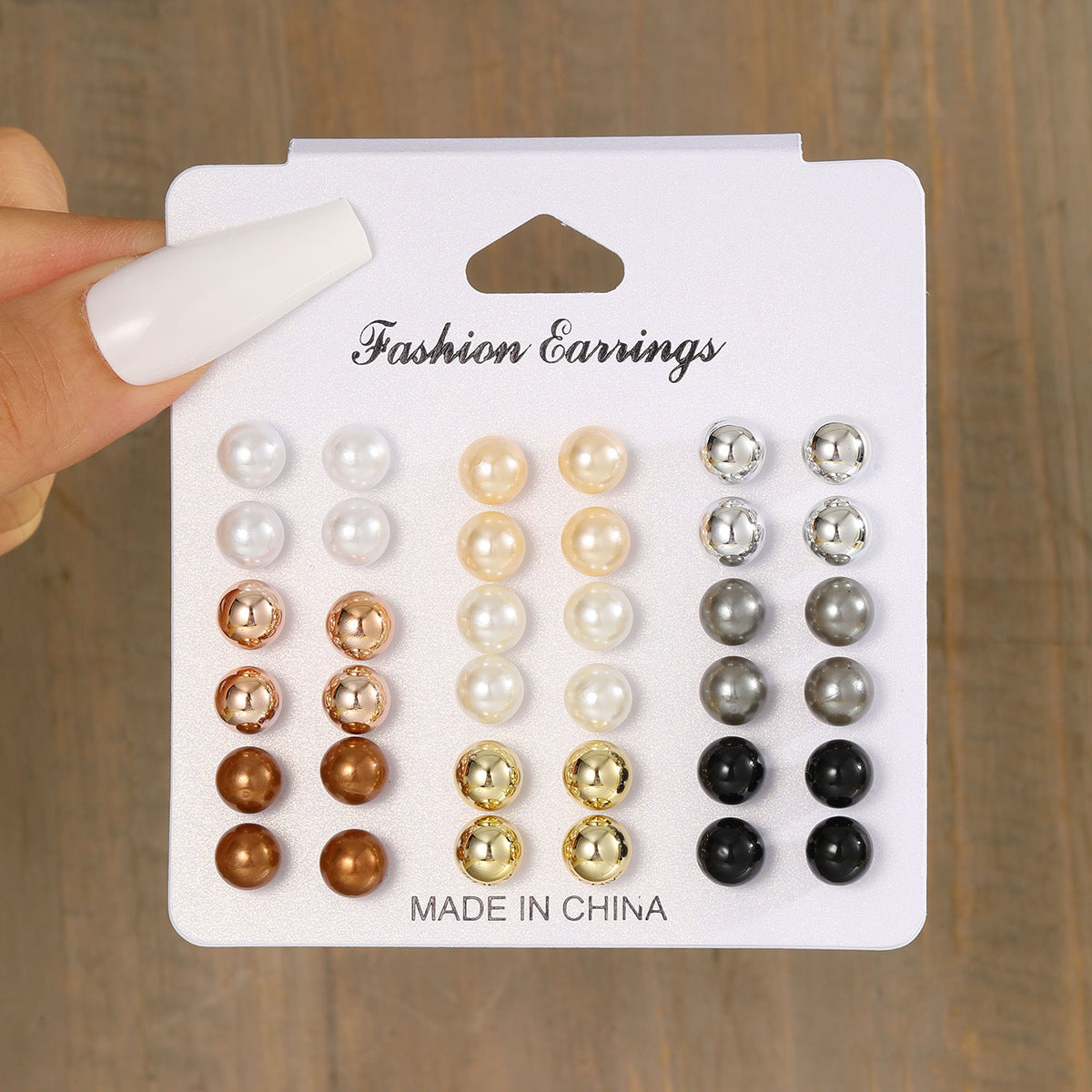 Geometric & Pearl Stud Earring Set