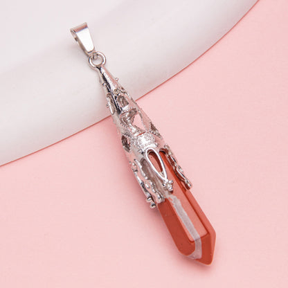 Crystal Agate Hexagonal Pyramid Pendulum Pendant