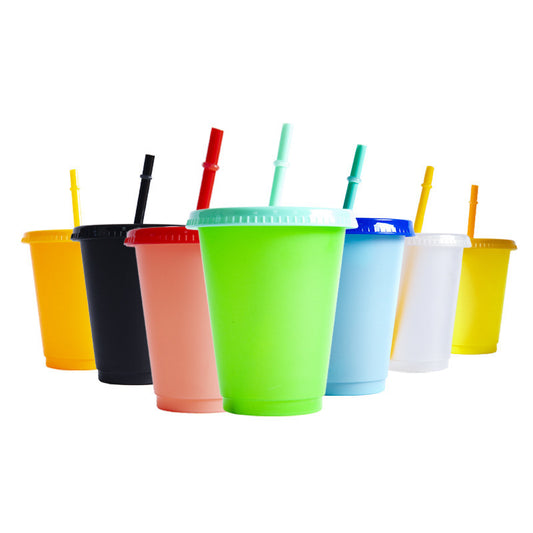 Temperature-sensitive plastic PP cold water color-changing straw cup