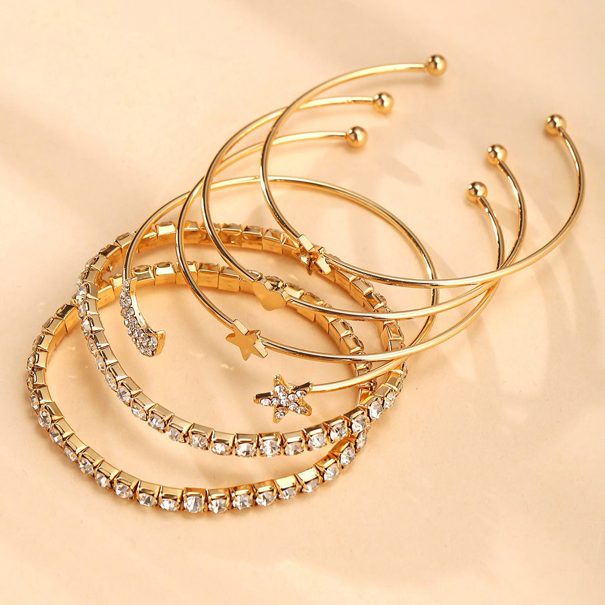 Sparkling Star Moon Bracelet Set