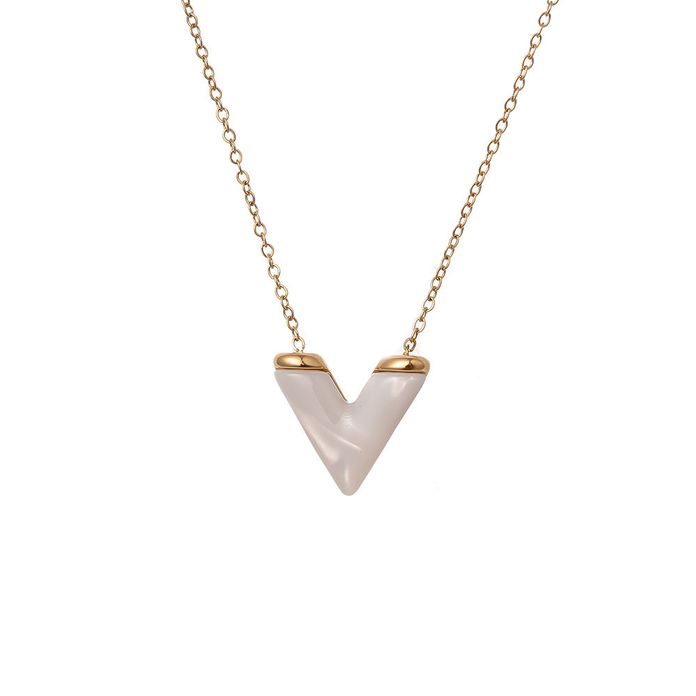 Reversible Shell V-Letter Necklace