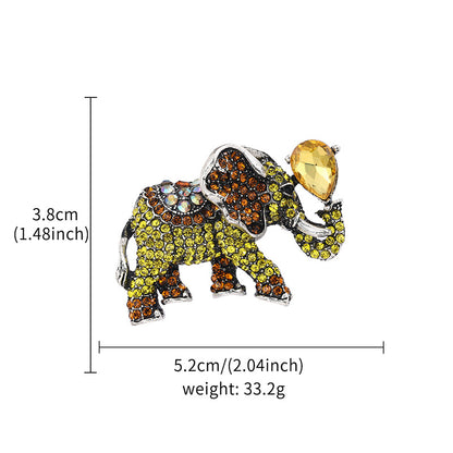 Enamel Oil Drop Diamond Elephant Brooch