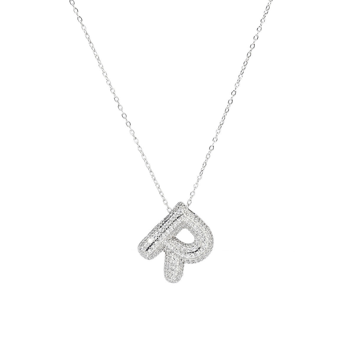 A-Z Copper Zircon Letter Necklace Pendant