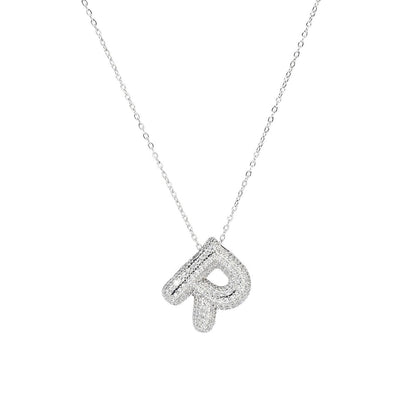 A-Z Copper Zircon Letter Necklace Pendant