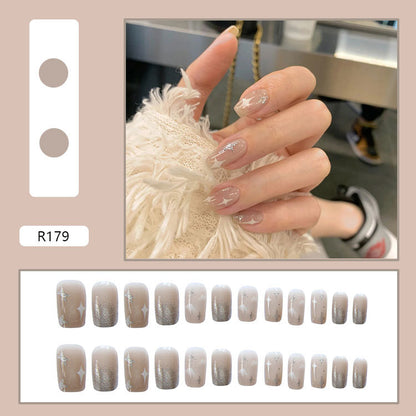 Removable Press-On Nails, Leopard Flame French Style