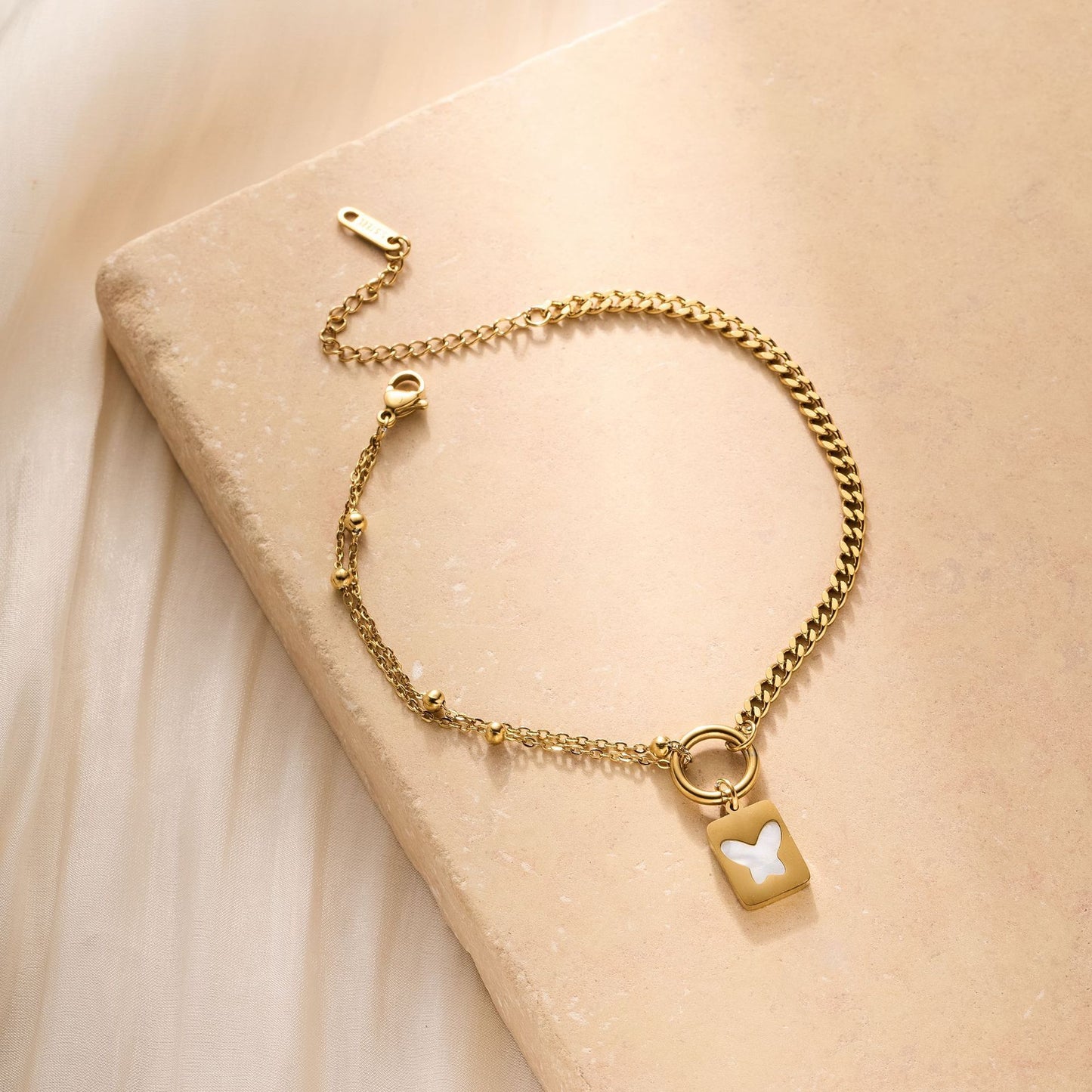 Titanium Steel Butterfly Shell Anklet