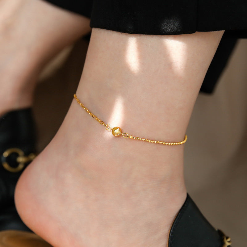 Women's Non-Fading Titanium Steel Anklet with 18K Gold Beads