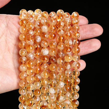 Citrine work in progress round beads wholesale