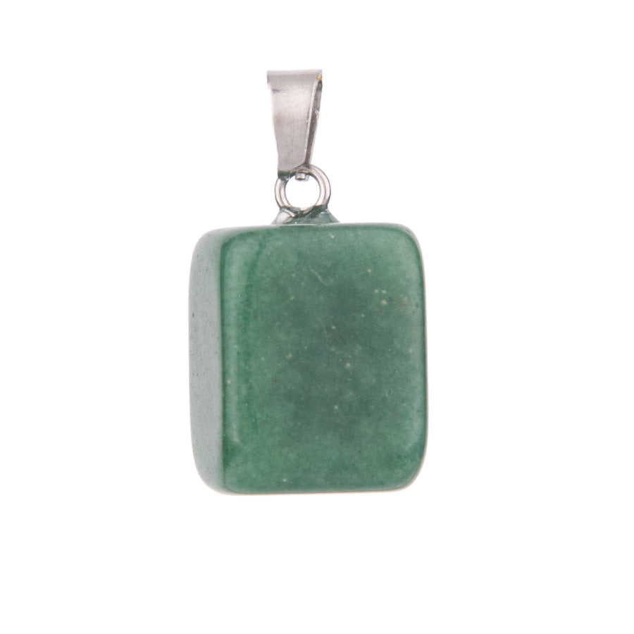 Crystal amorphous semi-precious stone cube pendant