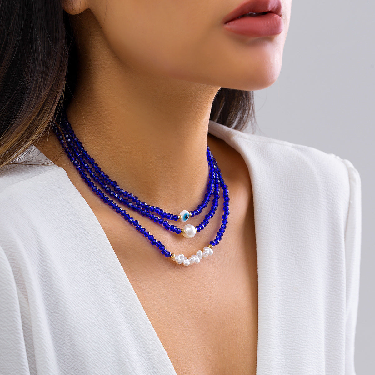 Beaded Demon Eyes Punk Hip Hop Necklace