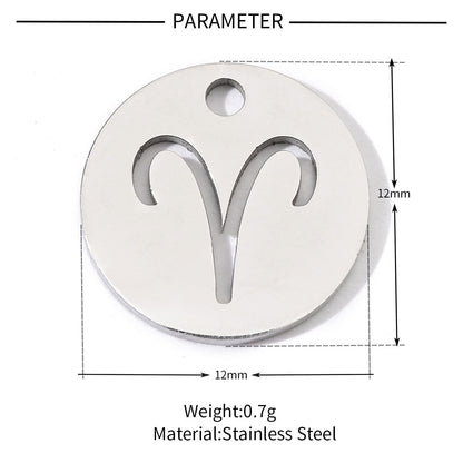 20 pcs/pack simple steel color twelve constellations titanium steel pendant