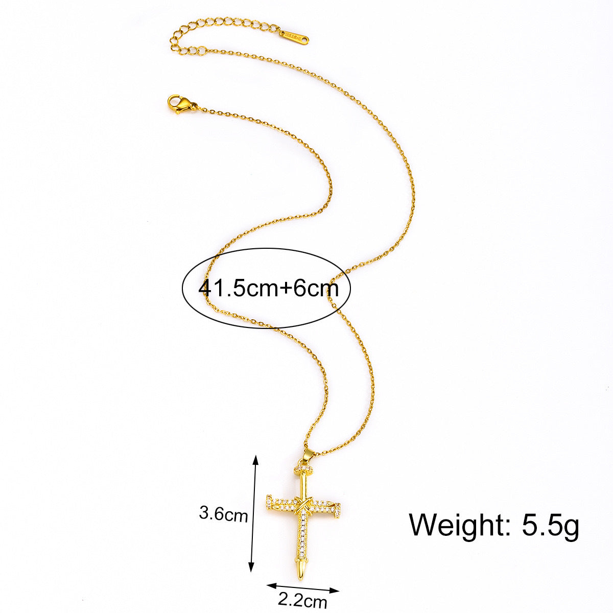 Hip-Hop Cross Necklace: 18K Gold, Zircon Inlay, Unique Pendant