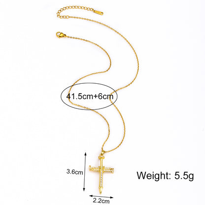 Hip-Hop Cross Necklace: 18K Gold, Zircon Inlay, Unique Pendant