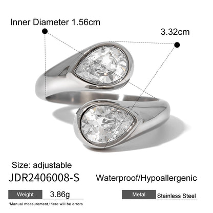 Teardrop-shaped open titanium ring