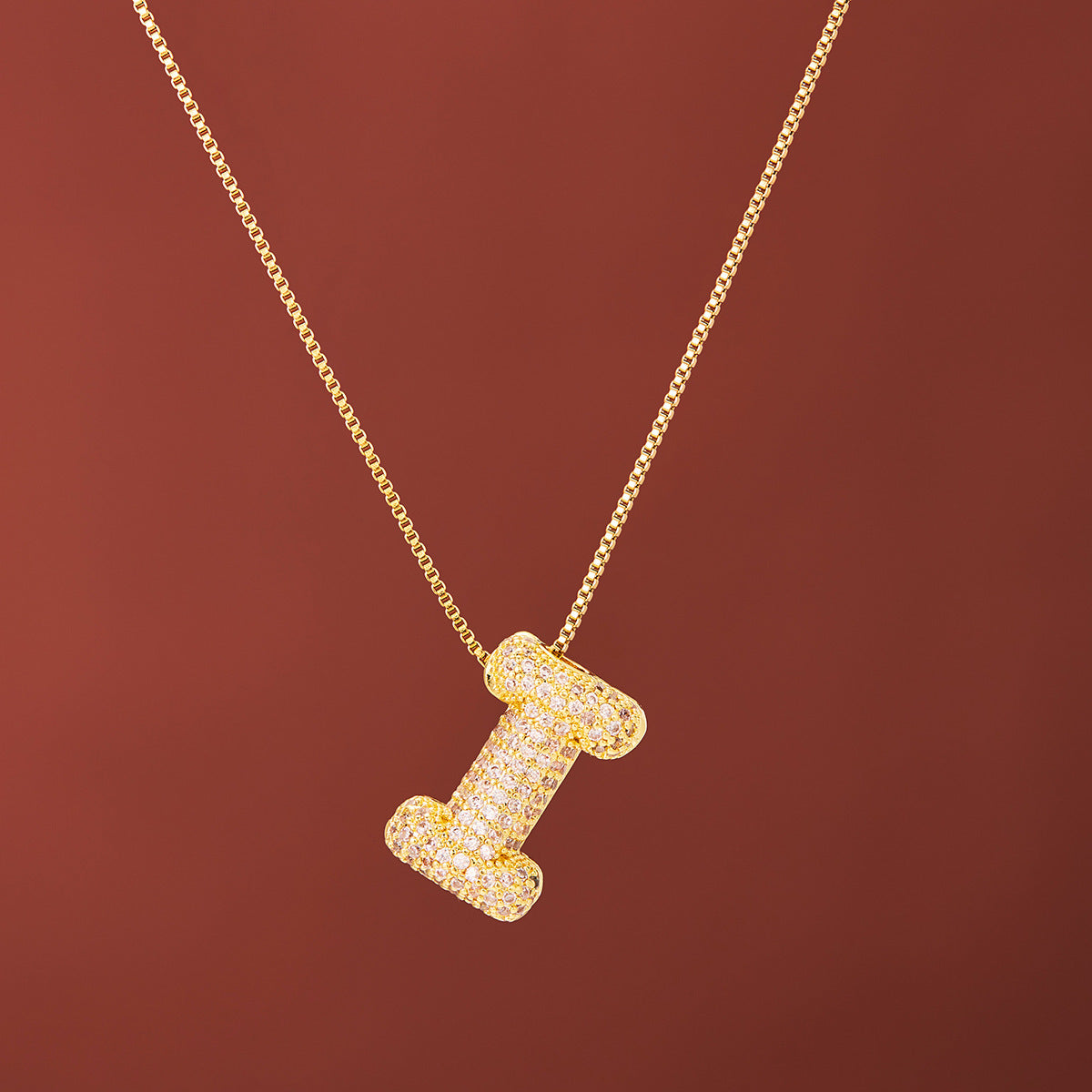 18K Gold-Plated Alphabet Necklace with Micro Zircon (Titanium Steel)