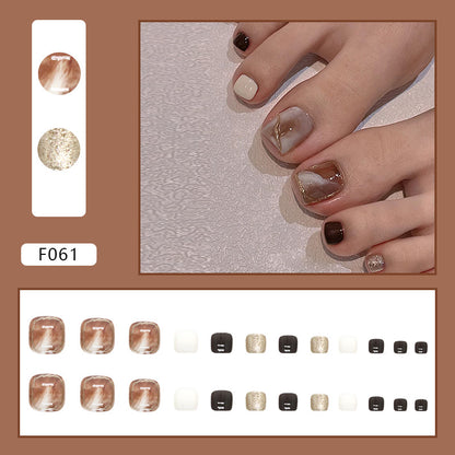 French Diamond Glitter Toe Nails