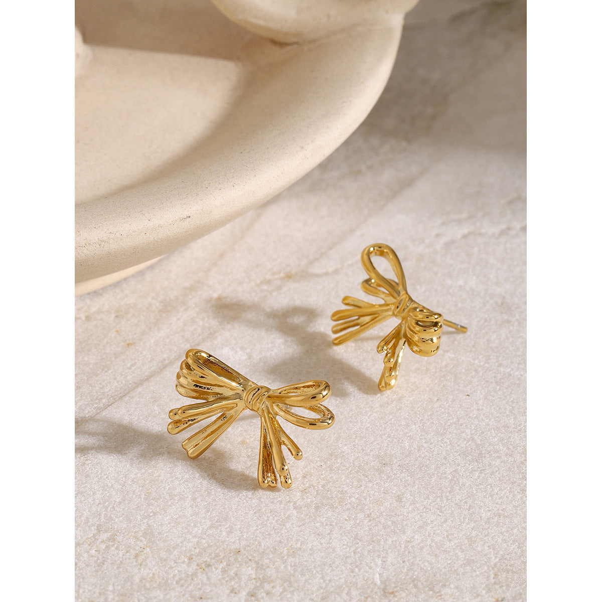 16k gold bow earrings for women
