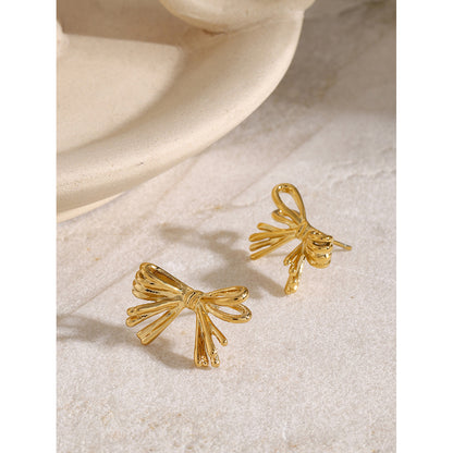 16k gold bow earrings for women