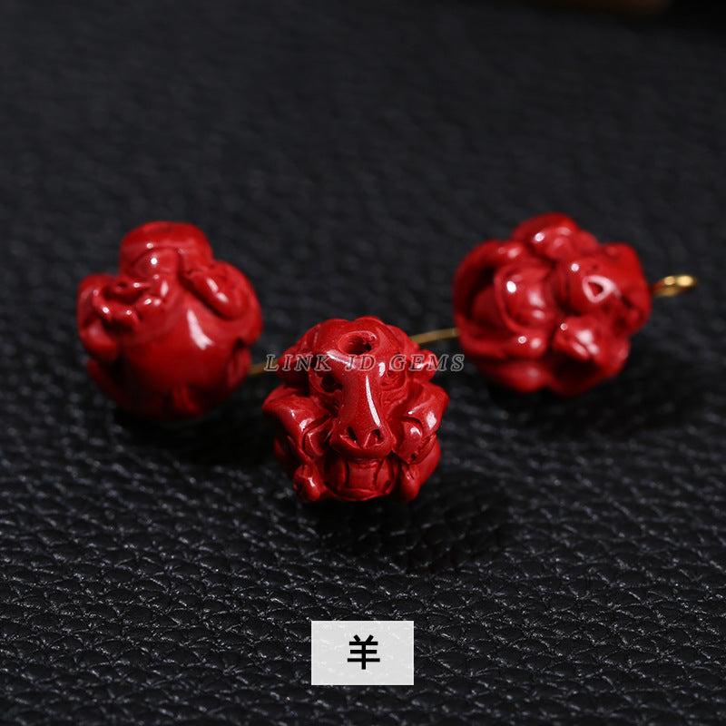 Raw mineral emperor sand twelve zodiac cinnabar loose beads