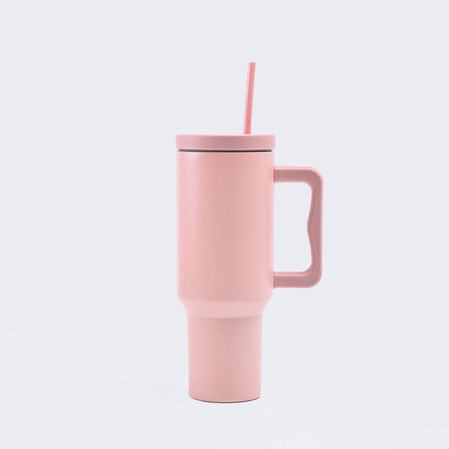 304 Stainless Steel Insulated Mug, 40oz, with Handle and Straw