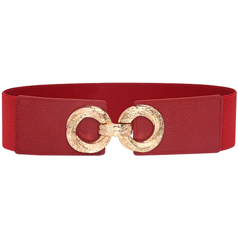 Circle pair buckle new wide belt