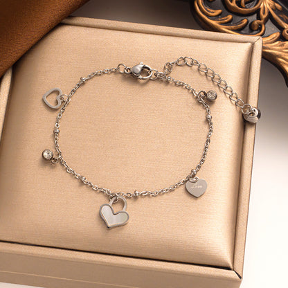 Pulseira de coração de aço de titânio para mulheres - design minimalista coreano/japonês 2023 