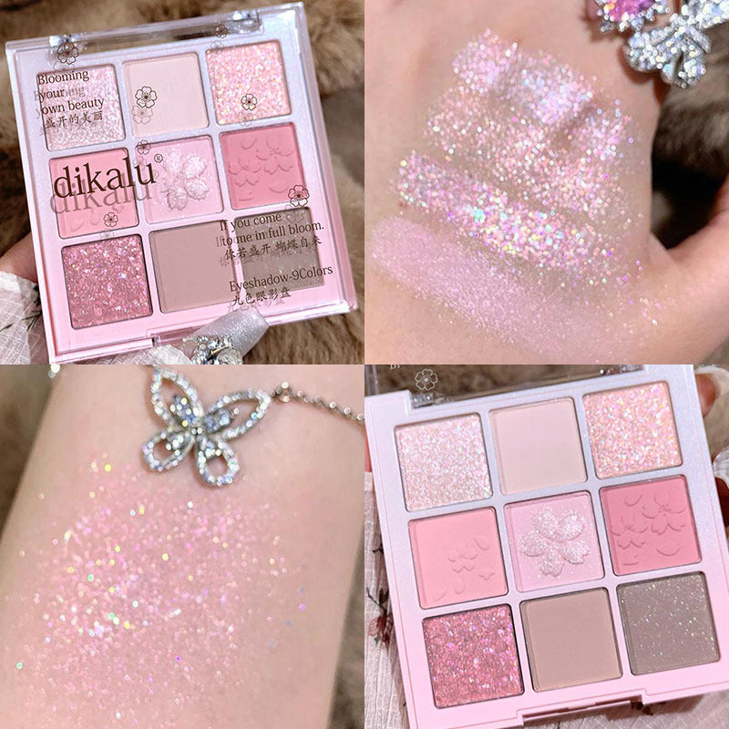 Paleta de sombras de ojos acrílicas transparentes de nueve colores 
