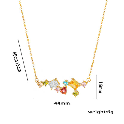 Colar de gota de zircão colorido doce, simples e chique 