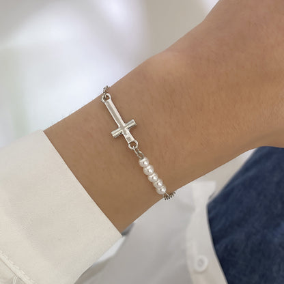 Vintage Beaded Cross Bracelet