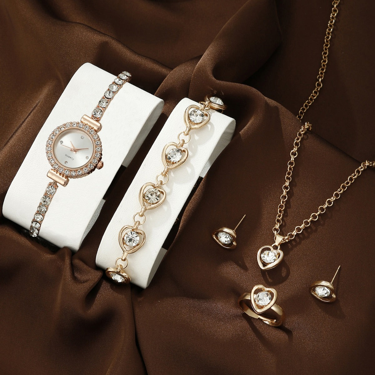 Bracelet Watch Peacock Water Drop Women's Jewelry Set