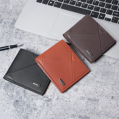 Horizontal soft leather clip wallet