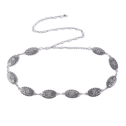 Elliptical buckle metal chain waist chain
